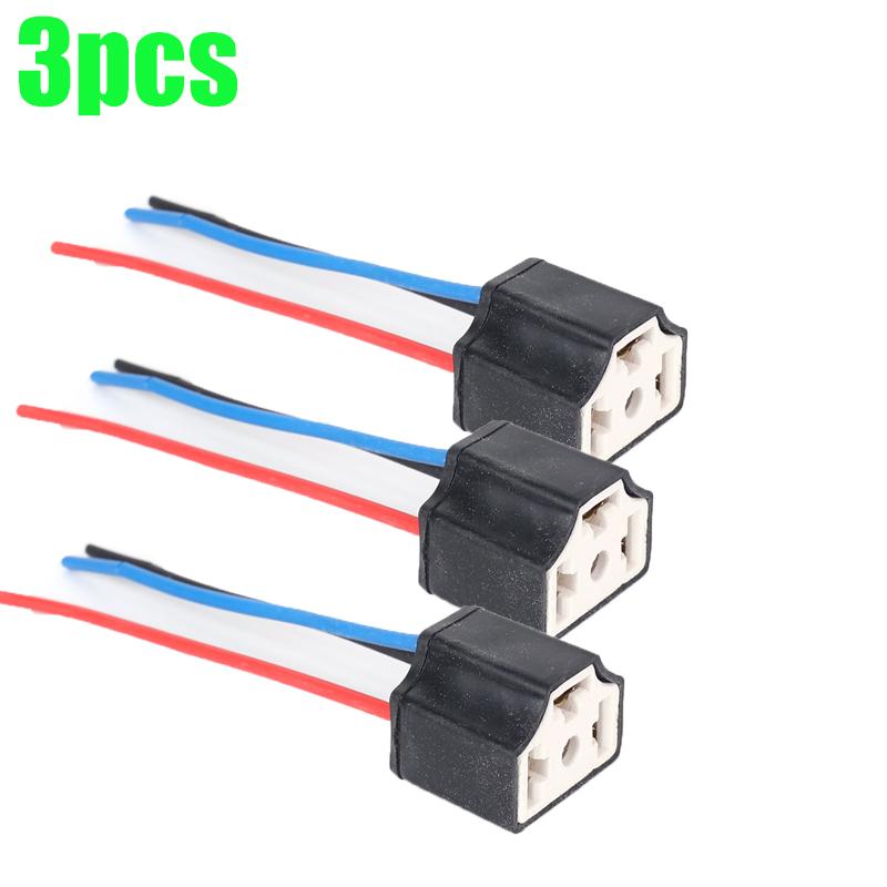 H4 Automotive Headlight Bulb Holder Ceramic Three-pin Socket Headlight Connector Replacement Repair Bulb Holder Connector Plug