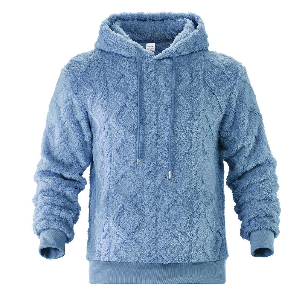 Felpa con cappuccio da uomo pesante e ampia, casual, sportiva, alla moda, in pile
