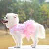 Dog Princess Dress Flower Printing Multi-layer Net Yarn Cotton Round Neck Teddy Wedding Skirt for Summer