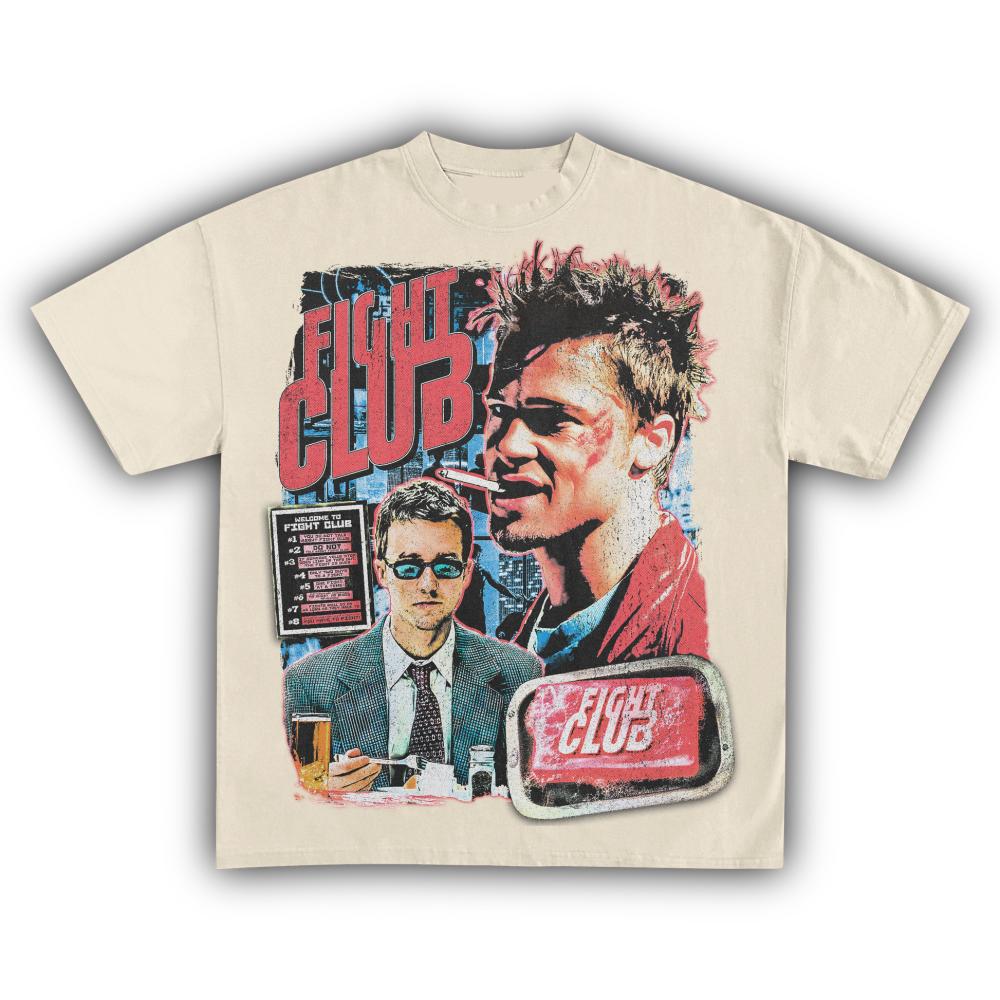 Fight Club Brad Pitt Edward Norton Koszulka Retro dla Mężczyzn Kobiet Vintage Kultowy Klasyczny Film Graficzna Koszulka Streetwear
