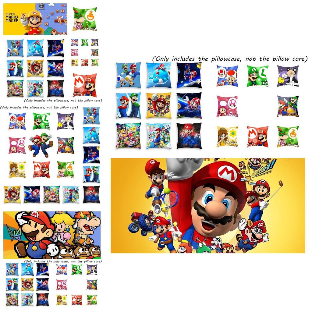 Super Mario Pillow Cover Mario-themed Short Plush Cushion Cover For Car Living Room Décor 45*45cm