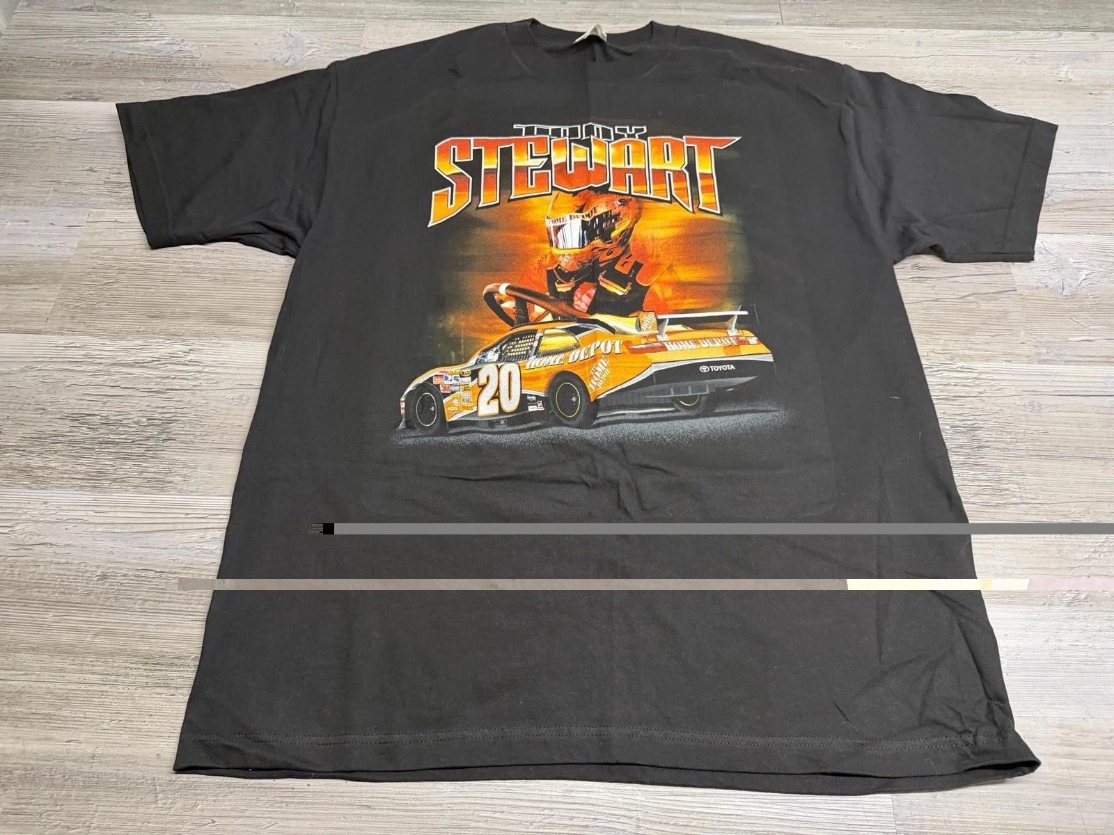 

Vintage NASCAR Tony Stewart #20 T-Shirt Black Mens Sz XL Home Depot Double Sided L