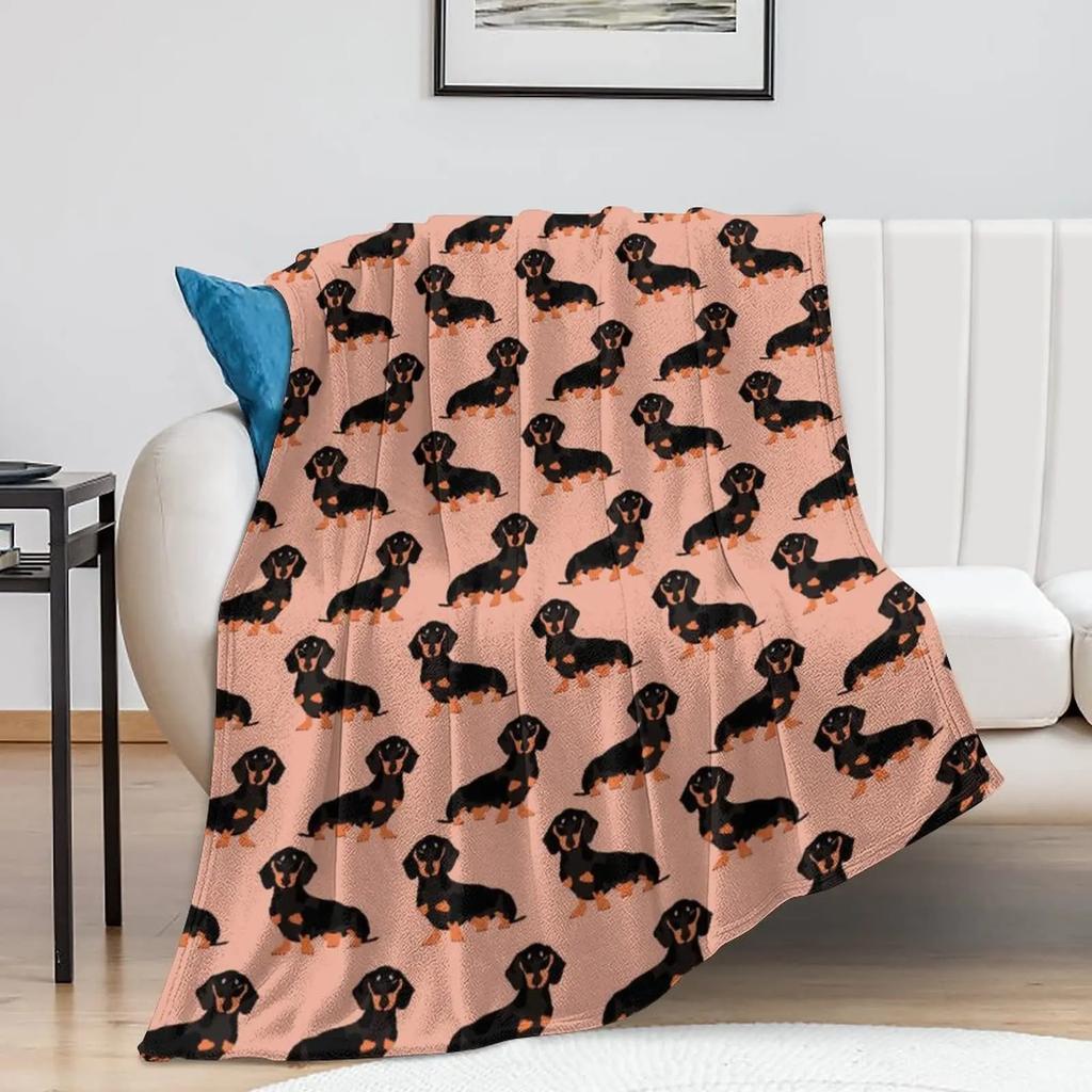 Cute Dachshunds Dog Soft Throw Blanket Warm Blankets Lightweight Tufted Fuzzy Flannel Fleece Throws Blanket for Bed Sofa Couch