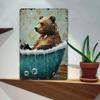 Vintage Metal Poster Wall Art Retro Bear Bathroom Rustic Decor