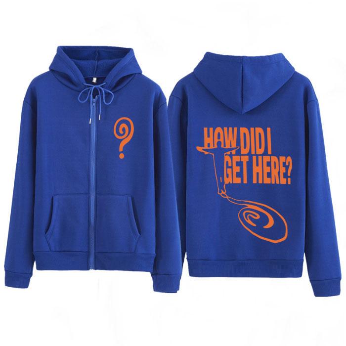 Felpa con cappuccio e zip Louis Tomlon How Did I Get Here Tour Stampa Giacca Moda Uomo Larga Casual Hip-hop Giubbotti Zip-up