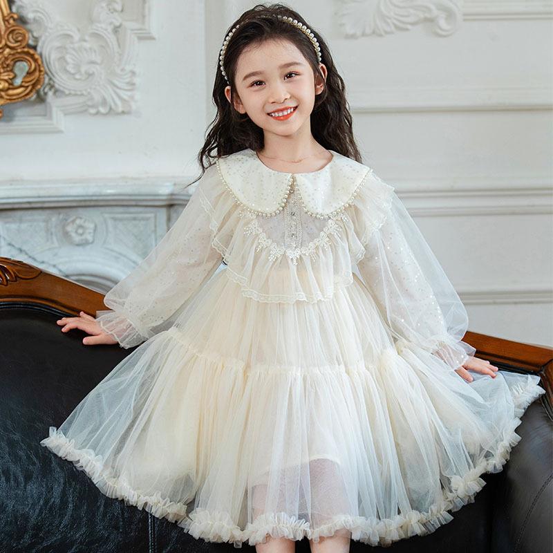 

Платье для девочек, марлевое платье с длинными рукавами, платье принцессы, осенняя детская юбка