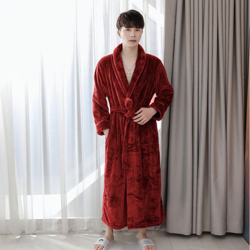 Herbst und Winter Superlanges Nachtkleid Damen Verdicktes Nachthemd Korallenvlies Bademantel Schlafanzug für Paare