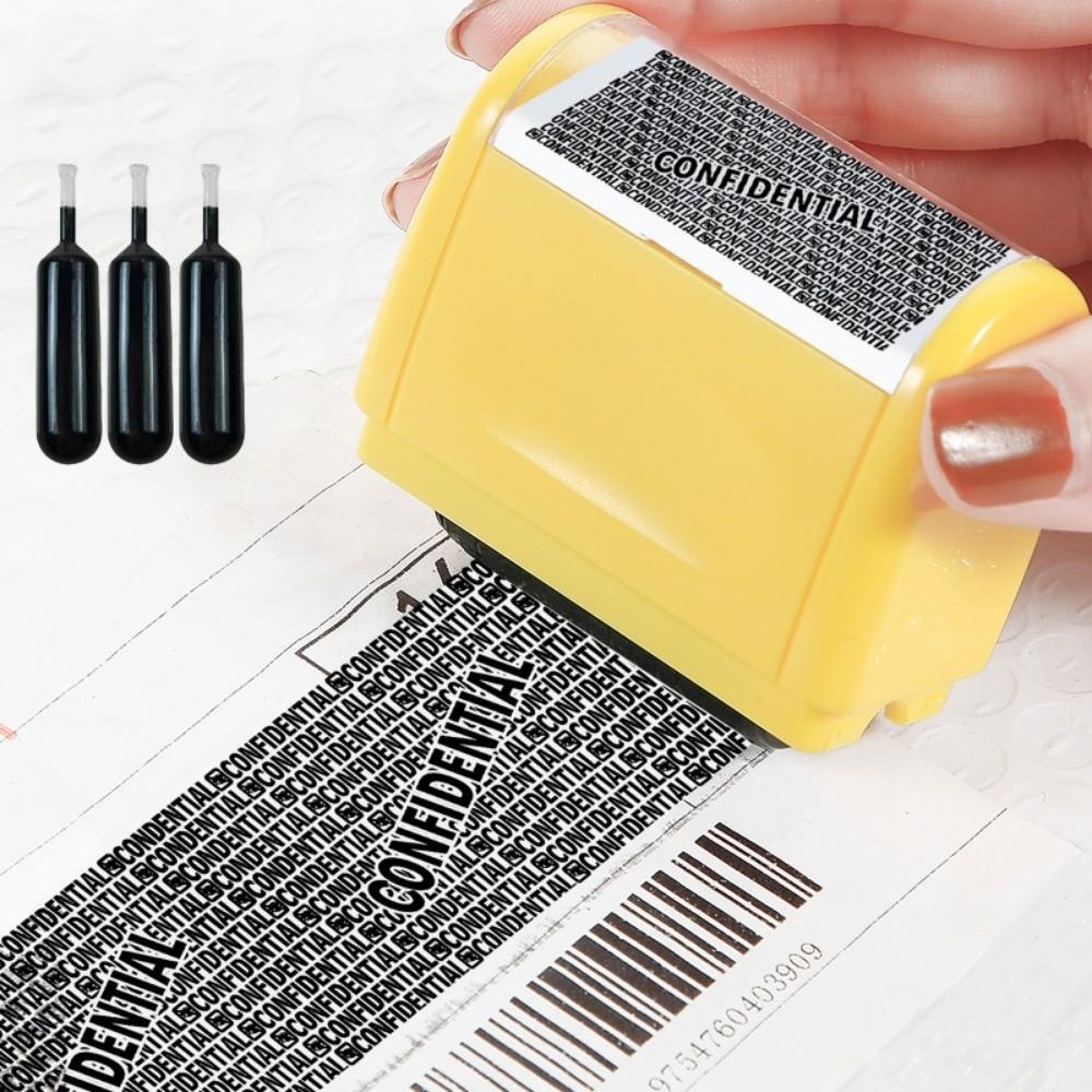 Leakproof Identity Theft Protection Roller Stamp Portable Roller Stamp Manual Roller Stamp Garbled Chapter Ink Refill