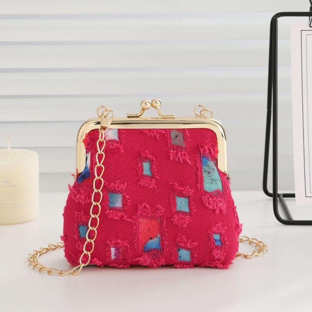 Fashion Multifunctional Coin Purse Shoulder Bag Portable Durable Makeup Handbag Chain Strap Wallet Organizer Pouch красный