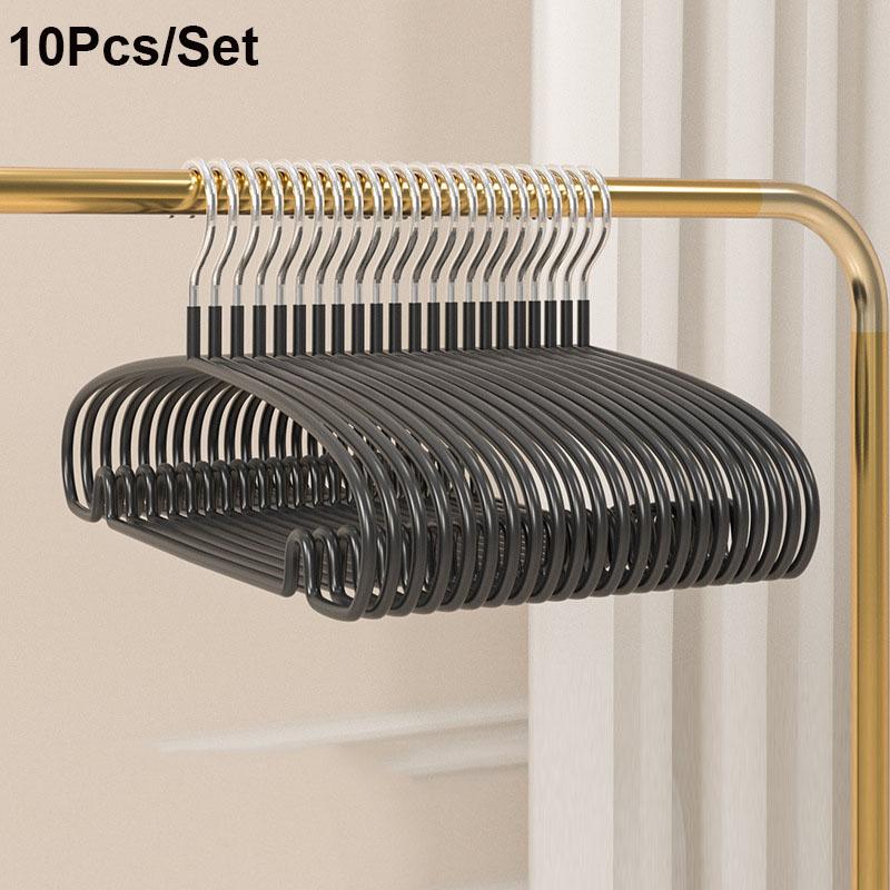 10pcs Non-Slip Coated Metal Hangers Thicken No Trace Hanger For Clothes Suit Coat Shirt Jacket Hanging Hanger with Round Notches
