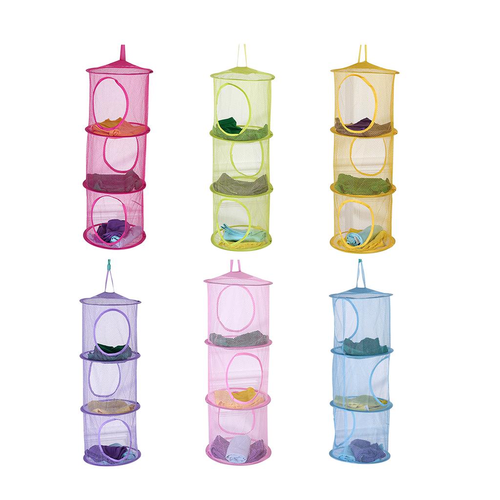 Clothes Storage Cage 3 Tiers Foldable Breathable Underwear Bra Door Organizer with Compartments Home Organization Tool