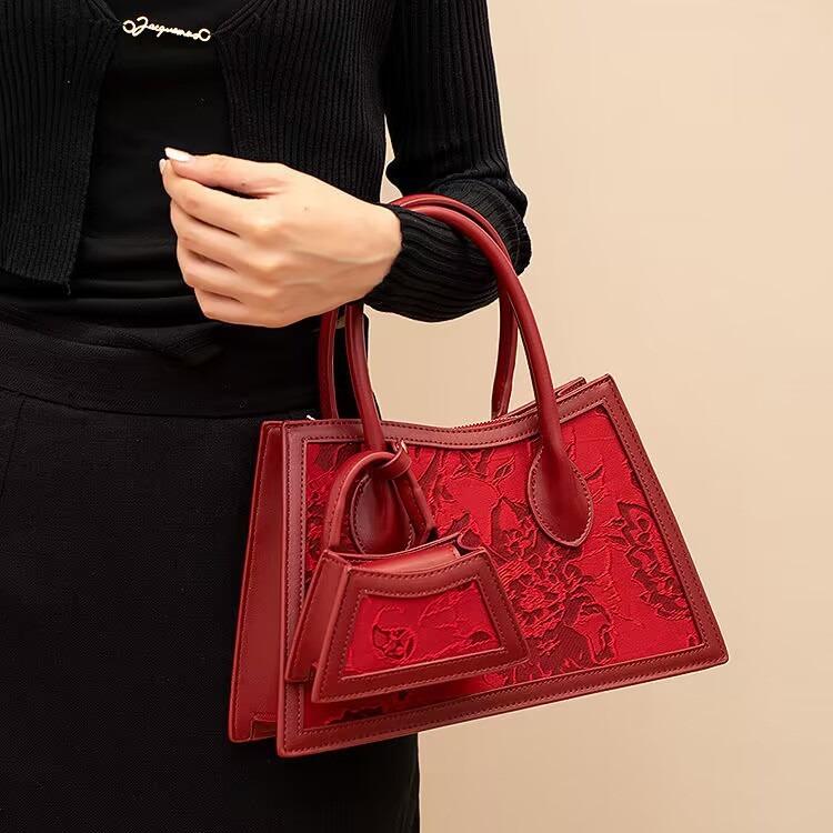 Red Bag Wedding Bag Zaizai Bag Fashion High-End Bride Bag Wedding Messenger Handbag Women'S Bag