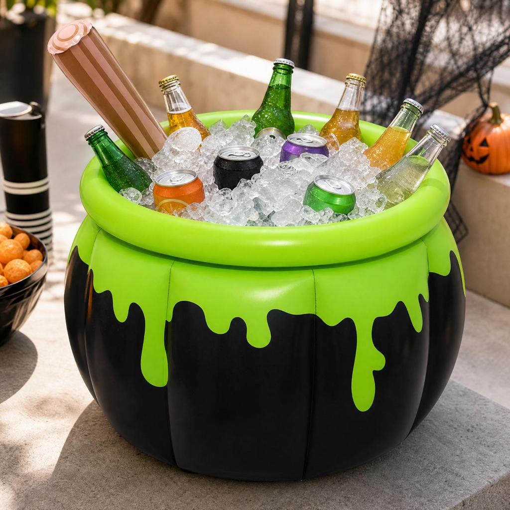 Halloween Witch Pot Ice Bucket Leak Resistant Inflatable Spooky