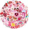 50 PCS Valentine Stickers Set - Romantic Heart Decals for Notebook, Gifts, DIY Decor