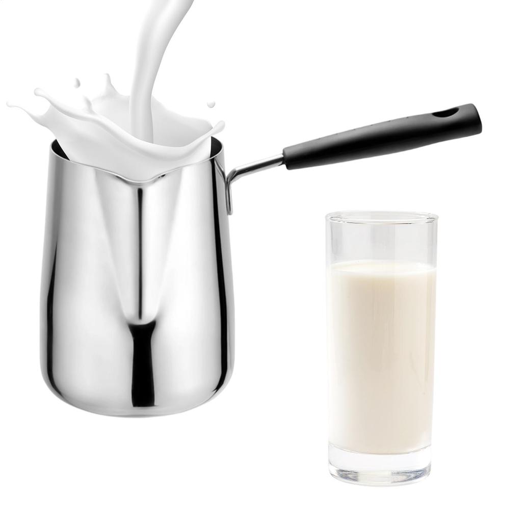 Stainless Steel Turkish Coffee Pot 600ml Drinks Melting Pot with Pouring Spout Stove Drink Pan for Coffee Milk Tea Hot Chocolate