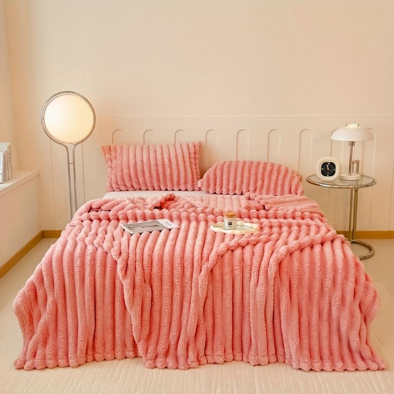 Pledd Mykt og Komfortabelt Fuskepels Kanin Reversibelt Pledd Termisk Fleece Pledd Lurepledd Klimaanleggspledd Kontor Utendørs Camping