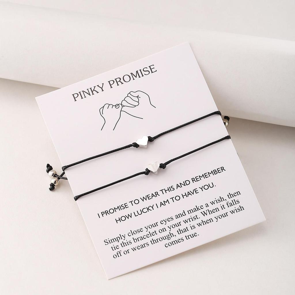 577010 Retro Herz Wachsschnur Armband - Europäisches & Amerikanisches Design