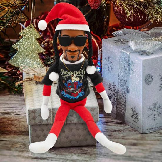 Snoop Elf On The Stool Funny Hip Hop Doll Christmas Ornaments Plush Doll Toy Collectible Home Decoration