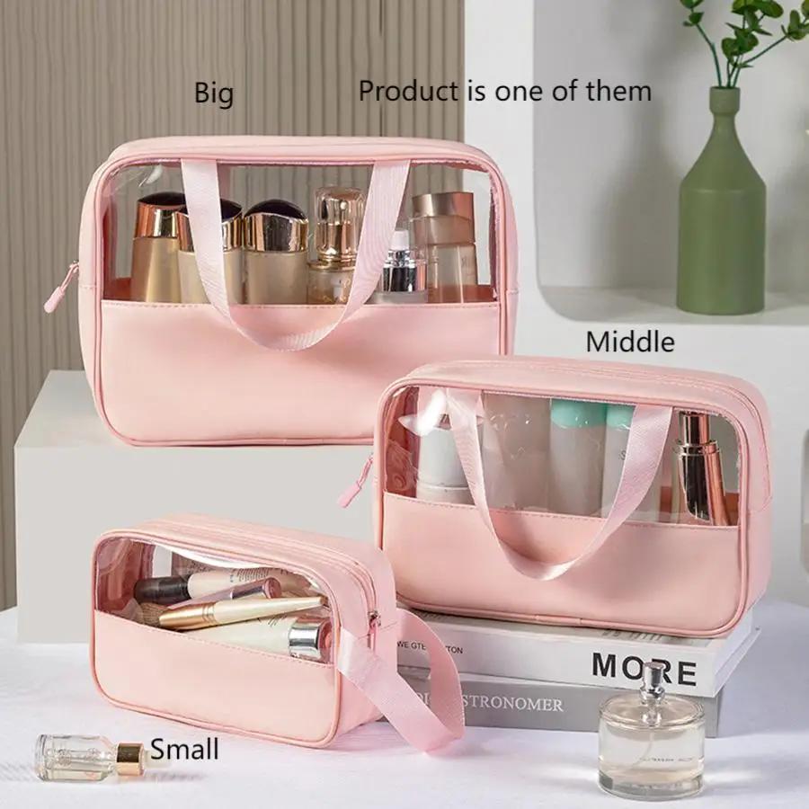 1PCS Unisex PVC Travel Toiletry Bag Large Capacity Translucent Waterproof Makeup Organizer for Women Men