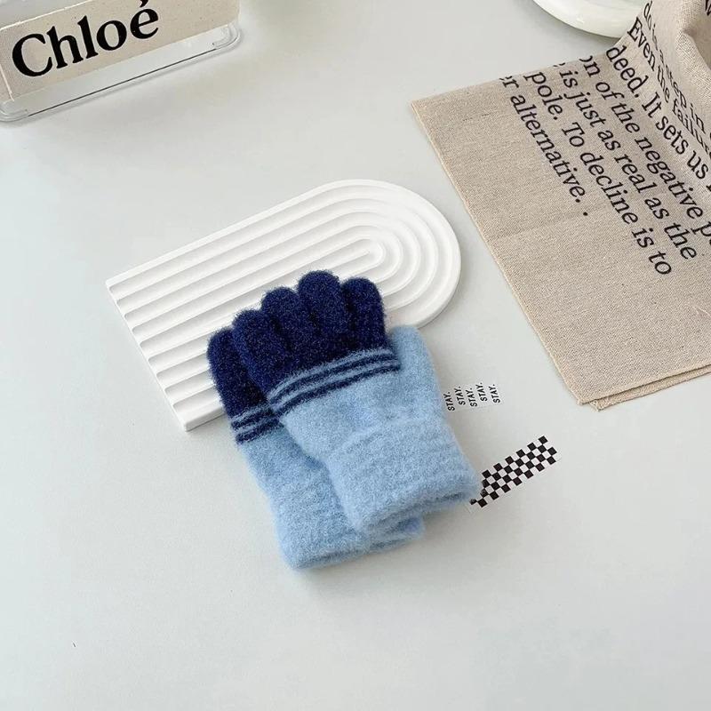 2-6Y Children's Warm Gloves Autumn Winter Cold Proof Thickened for Boys and Girls Kindergarten Children Five Fingers Gloves