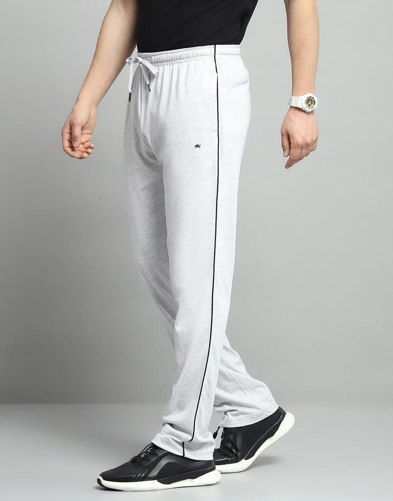 Monte Carlo Mens Solid Off White Mid Rise Regular Fit Lower