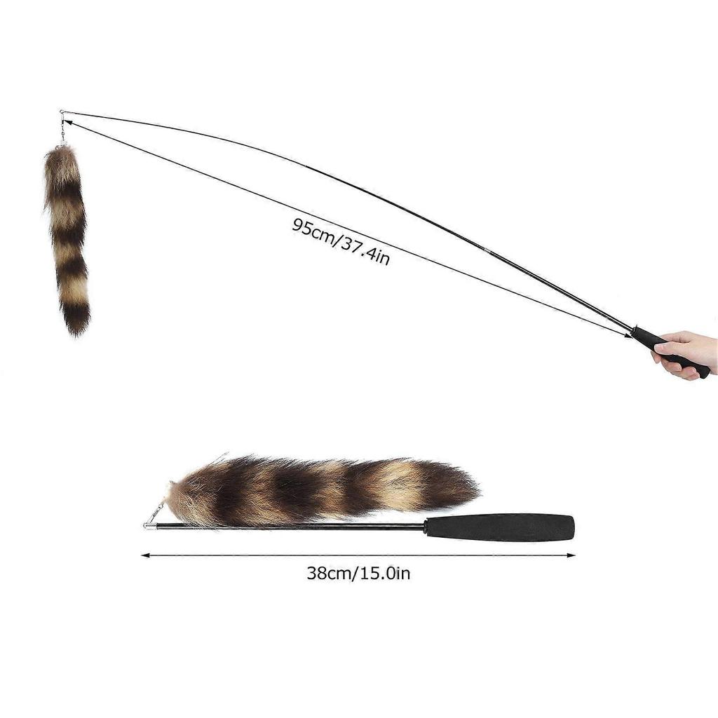 SCSYV Cat Artificial Tail Playing Sticks Toy Pet Retractable Wand Funny Rod Interactive Toy