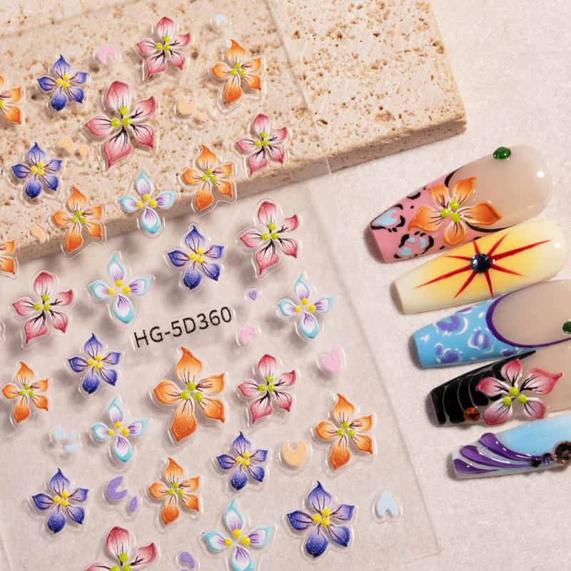 Blumen-Nagelsticker, Relief-3D-Nagelapplikationen, Klebeschieber, Nagelkunst-Zubehör, Aufkleber, Nageldekorationen, DIY-Nageldesign