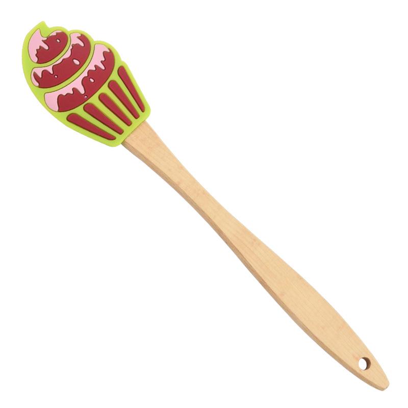 Beech Wood Silicone Christmas Cake Spatula & Scraper for Baking