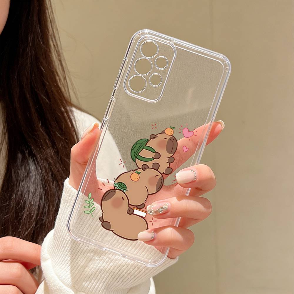 Illustration Capybara Phone Case Transparent Silicone Soft For Samsung S25,S24,S21,S22,S23,S30,Ultra,S20,Plus,Fe