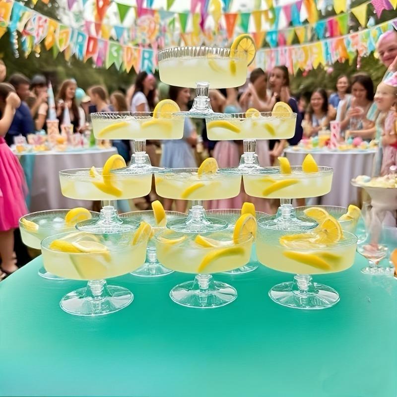 10Pcs Lightweight Transparent Plastic Martini Glasses Dessert Cups Toasting Flutes for Wedding Cocktail Night Event