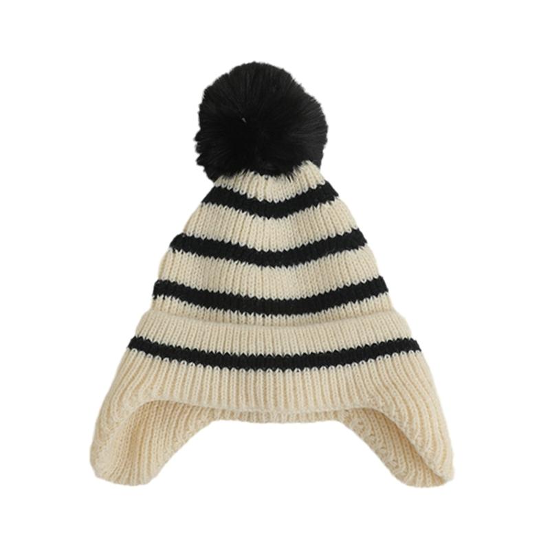 

Baby Knit Hat with Earflap and Pom Pom for Toddlers, Breathable Bonnet Soft and Comfortable Beanies Cap for 2-6Y Infant 1 бежевый