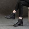 New Martin Boots Women's Soft Leather Short Boots Thick-soled Spring and Autumn European and American Single Boots Round Head Lace-up Single Boots