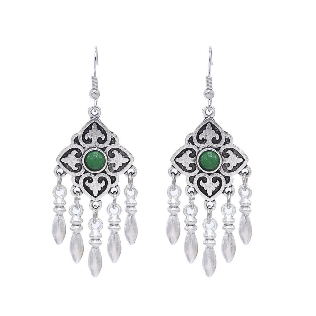 Ethnic style Kazakh earrings women's retro high-end fringed earrings Xinjiang Miao Yin exotic style festival earrings