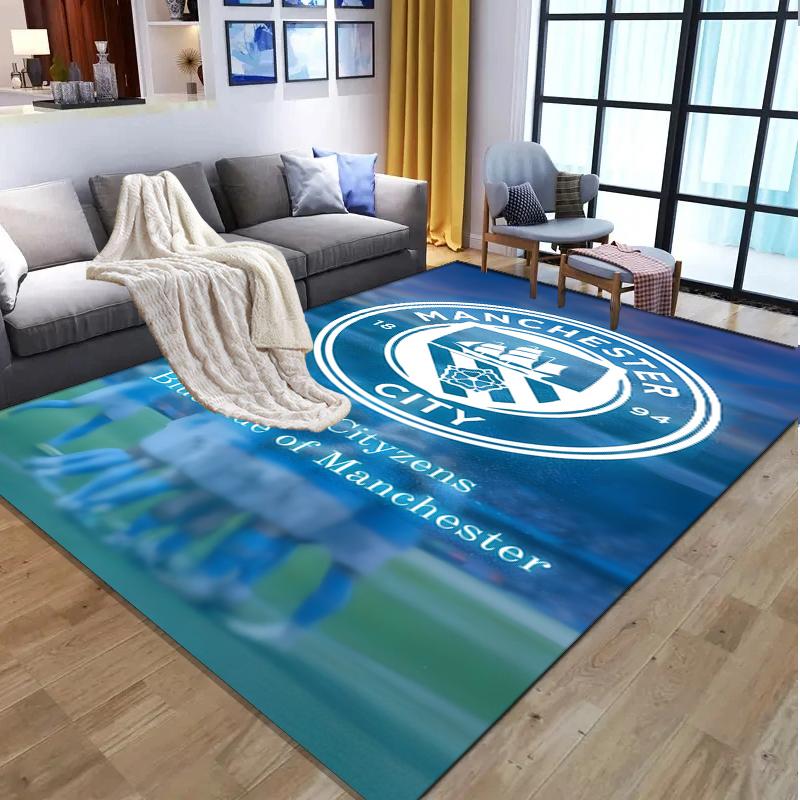 Manchester City FC Pattern Rug, Indoor/Outdoor Mat, for Picnic, Gameroom, Bedroom, Office, Living Room, Home Decor Carpet, Birthday Gift