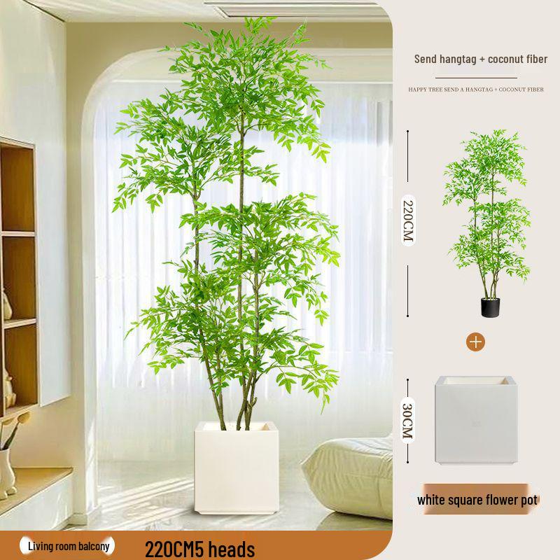High-End Nandina Domestica Floor-Standing Faux Green Plant for Indoor Decoration