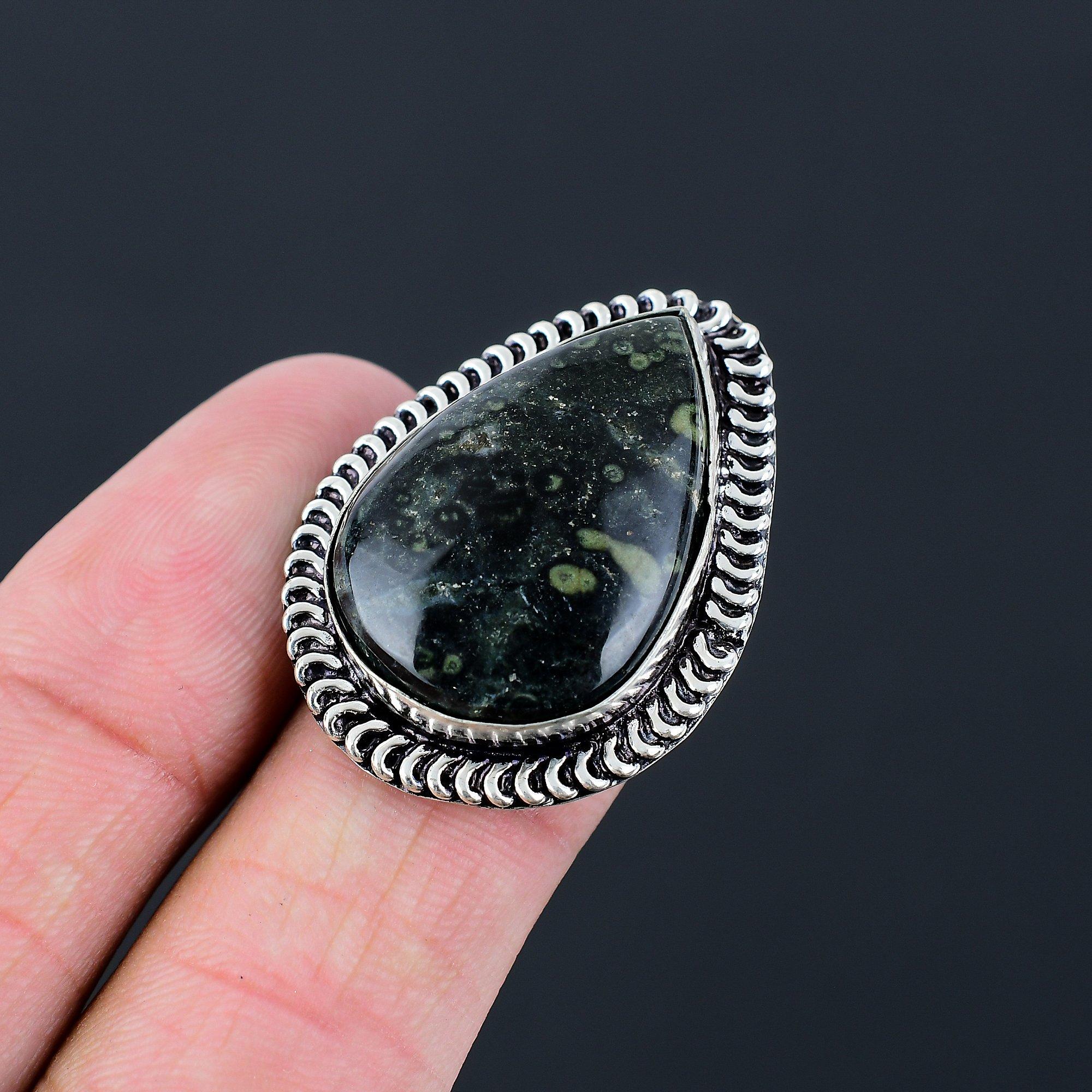 Easter Deal 925 Sterling Silver Kambaba Jasper Gemstone Statement Ring Size 8 8
