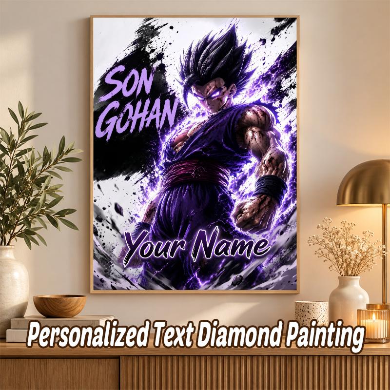 Dragon Ball Gohan Custom Name Diamond Painting Personalized 5D Full Drill DIY Diamond Art Home Decor