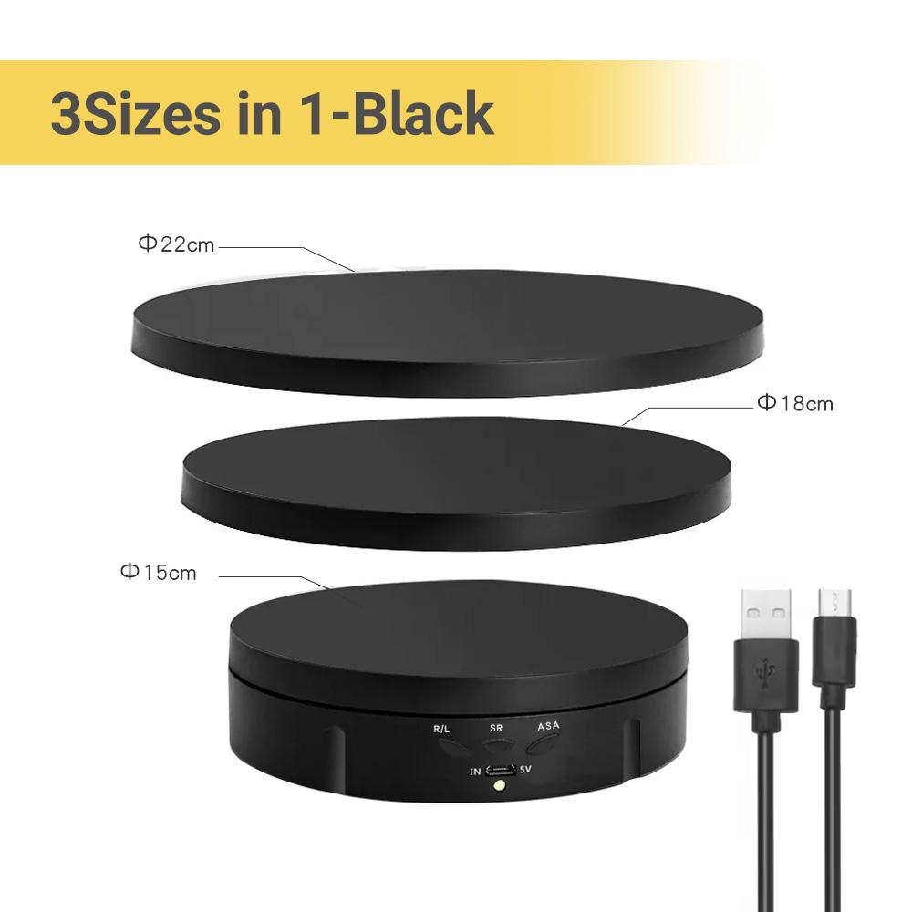 Multipurpose Rotating Turntable 360° Motorized Display Stand with 3 Speed Modes for Product Photography Jewelry & Model Display