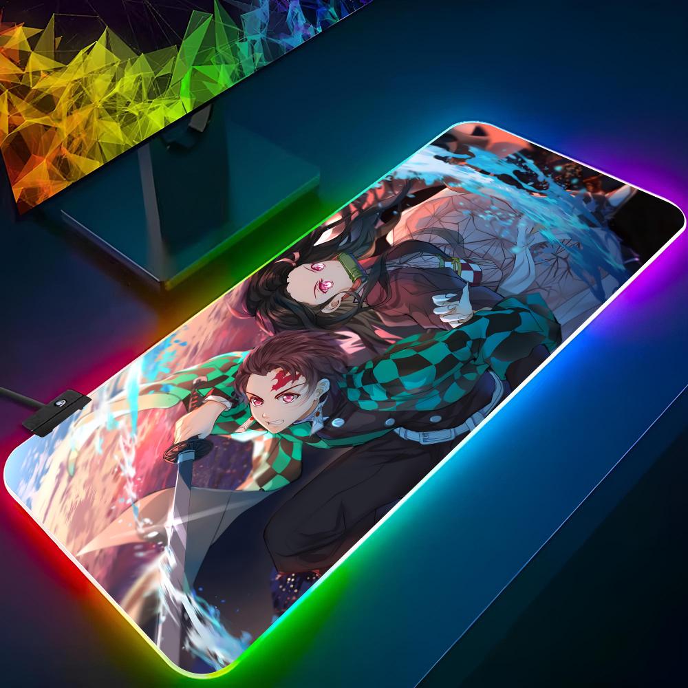 

Anime Demon Slayer Mouse Pad Gaming Rgb Anime Mousepad Backlit Keyboard Gamer Girl Xxl Laptop Mat Table Pads Deskpad RGB600x300x3mm