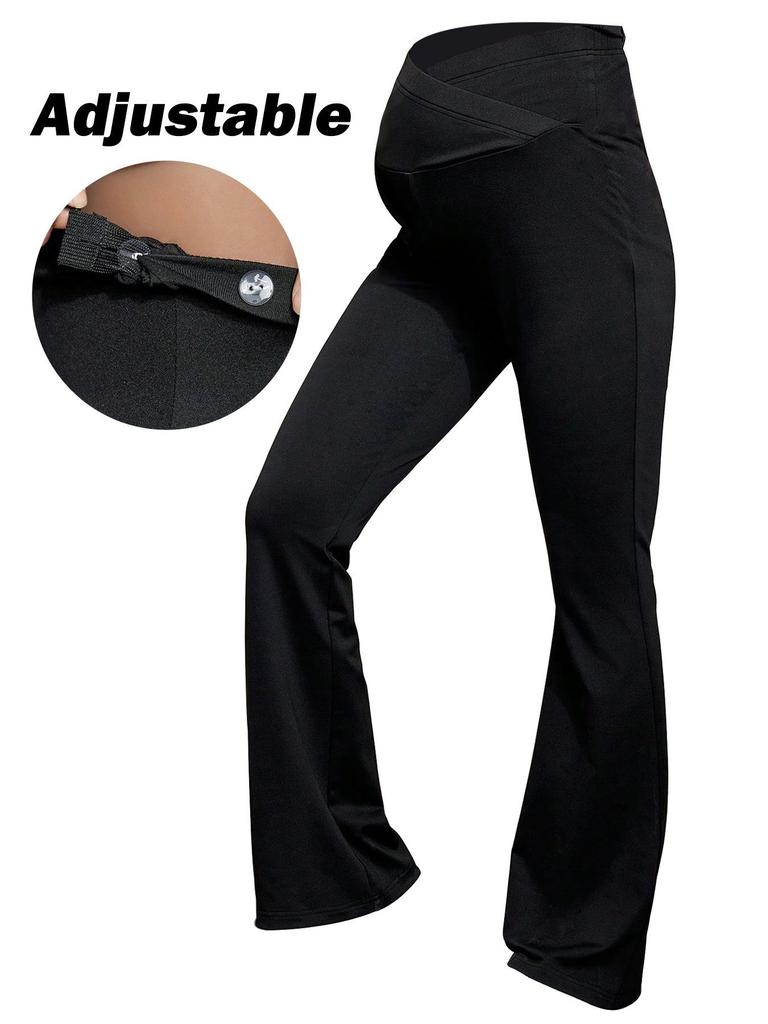 Autumn/Winter High Waist Maternity Yoga Pants with Belly Support & Flared Design