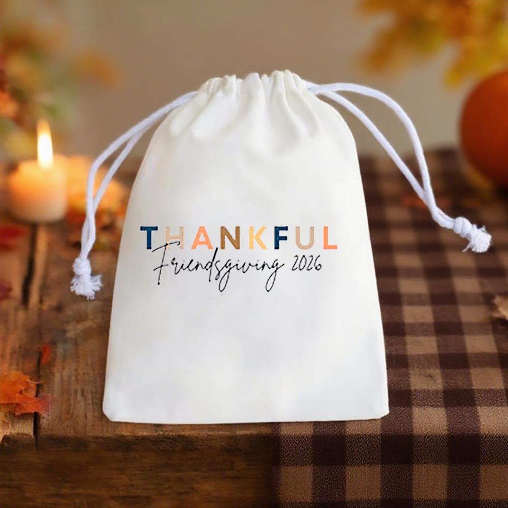Friendsgiving Favor Bag Thanksgiving Drawstring Gift Bags Happy Friendsgiving Party Decor Holiday Hangover Kit Candy Treat Pouch