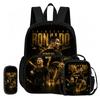 Learn, Travel Football Star School Bag Ronaldo 3 Pcs set with Front Pocket Backpack Lunch bag, Pencil Case, Sport Rucksack