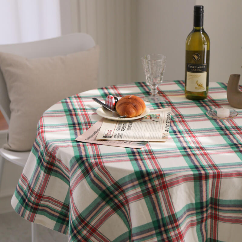 Holly Check Tablecloth Side Tablecloth L (140cmx140cm) Green Check