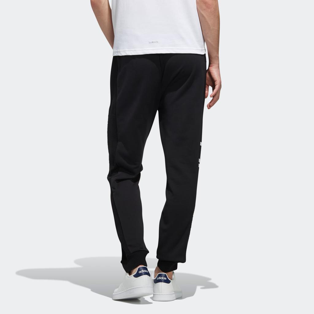Adidas Neo Sports Lifestyle Series Letter Print Casual Lace-Up Mid-Rise Knitted Sports Pants Men Pants Black EI4745