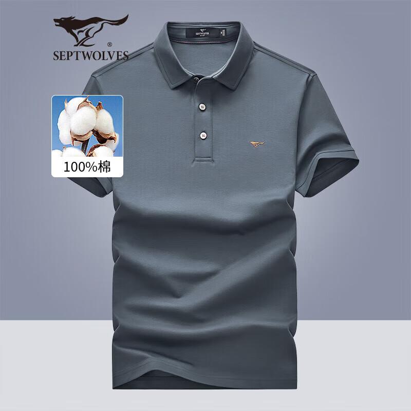 Мужская рубашка-поло Seven Wolves, 100% хлопок, Business Casual XL сине-серый