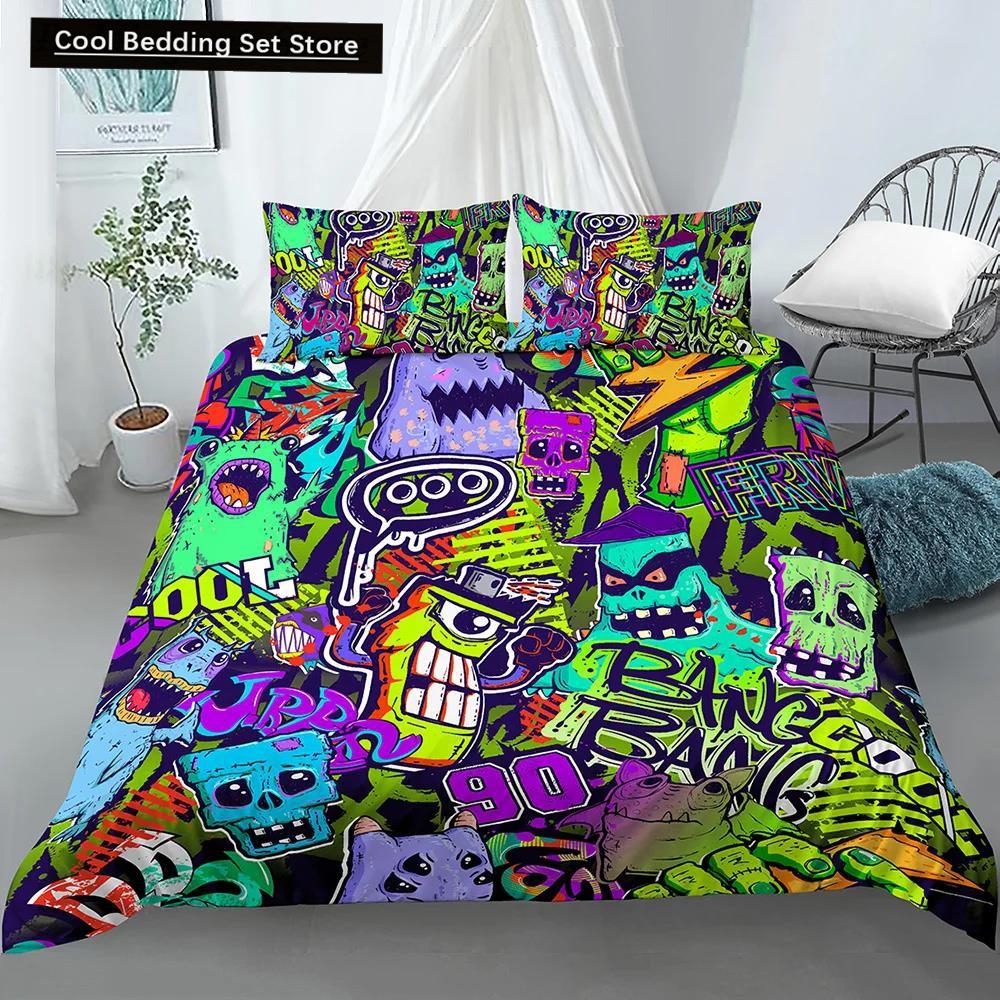 Bedding Set For Baby Kids Child 3D Cartoon Graffiti Crib Duvet Cover Pillowcase 2/3Pcs Polyester Quilt Cover King Queen Full