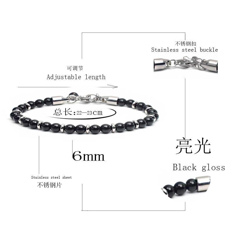 1Pcs Stainless steel men's and women's stone bracelet - beaded fashion bracelet - vintage bracelet