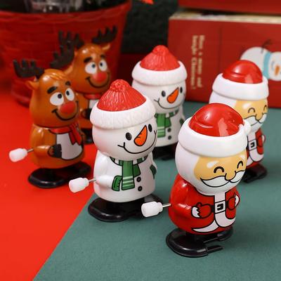 Christmas Wind-up Jumping Toy Santa Claus Elk Snowman Shaped Doll for Kids Gift Festival New Year Party Birthday Xmas Decor Prop