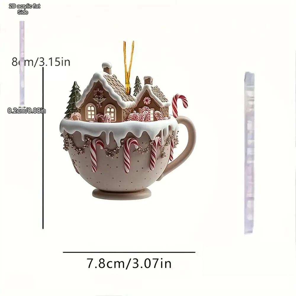 Christmas Coffee Cup Ornaments Coffee Mug Decorative Tree Hanging 2025 Xmas Navidad 2026 New Year Easter Bunny Party Supplies