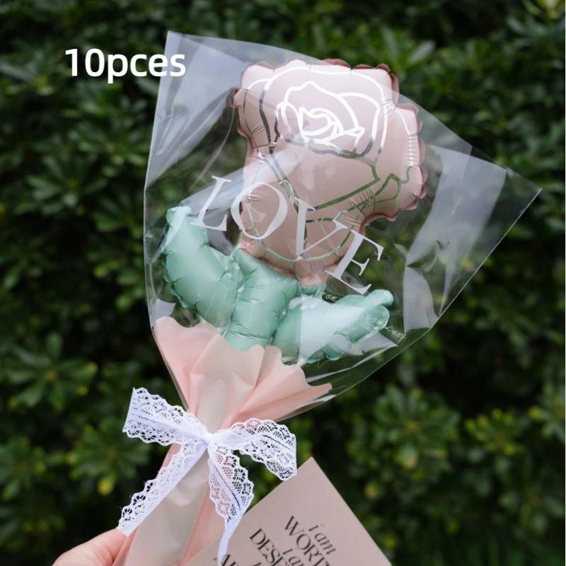 10Pcs Small Size Carnation Shaped Valentines Day Balloon Mini Rose Flower Balloons Mother's Day Baby Shower Party Decor